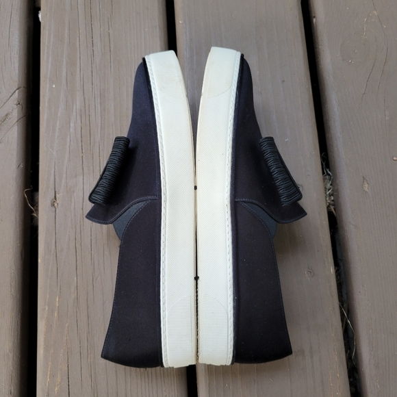 Stuart Weitzman Black Satin Bowgal Bow Slip-on Platform Sneakers Woman's 9.5 - Picture 3 of 9